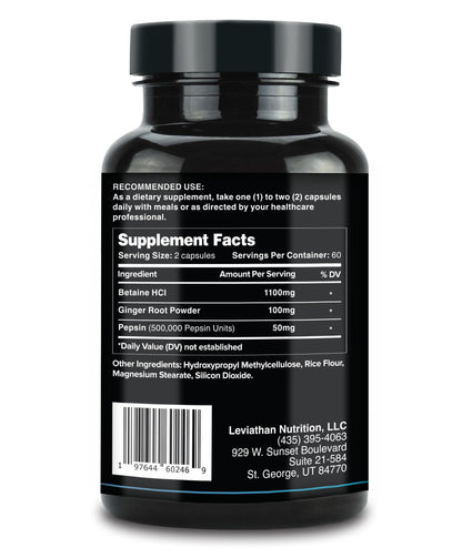Leviathan Betaine HCl with Pepsin & Ginger